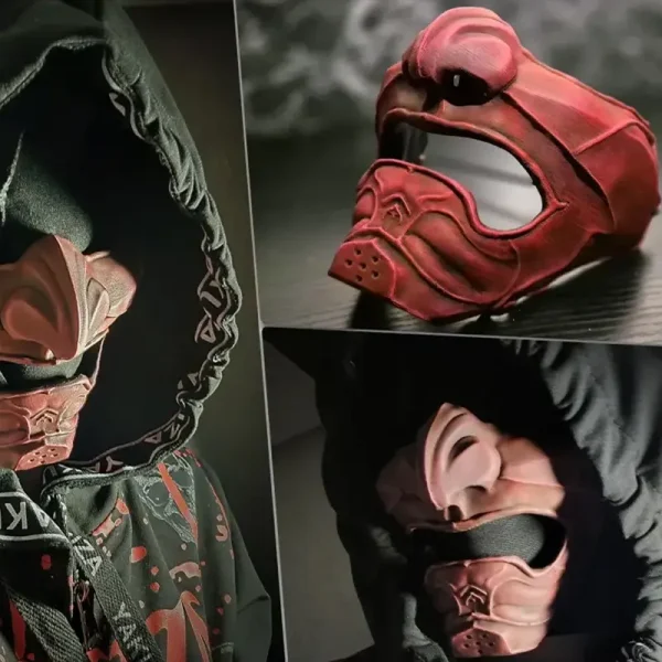 Premium 3D printed Oni-Samurai mask designed for overseas B2B businesses, perfect for Halloween events and commercial use