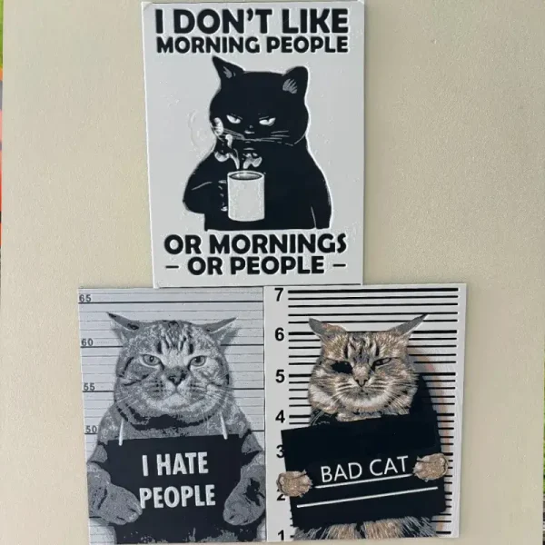 Detailed view of humorous office wall art showing layered 3D printing technique for B2B clients