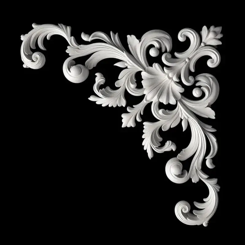 White 3D printed wall art panel with intricate organic patterns, shown against dark background