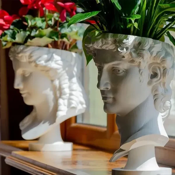 Custom 3D printed David planter showcasing detailed sculpture design, ideal for B2B clients and premium decor