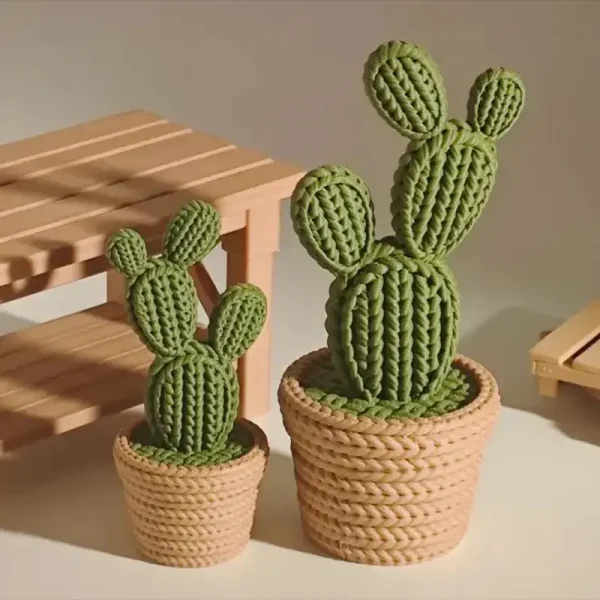 Detailed view of artisanal 3D printed cactus sculptures showing realistic textures and designs for B2B clients