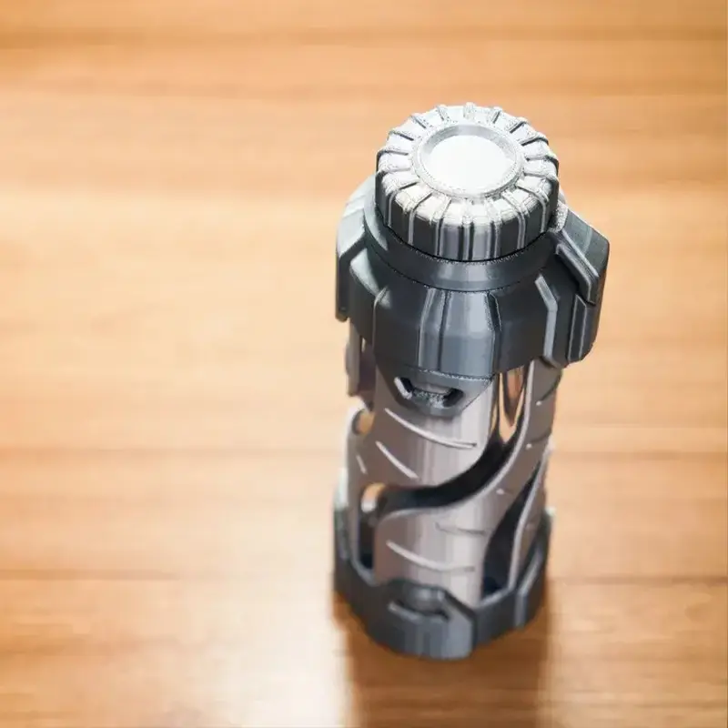 Detailed view of the 3D printed Harmony Tech Water Bottle showing feng shui-inspired patterns and sleek design