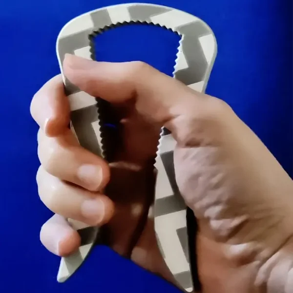 Close-up of a custom bottle opener highlighting its precision edges and customizable features for B2B clients