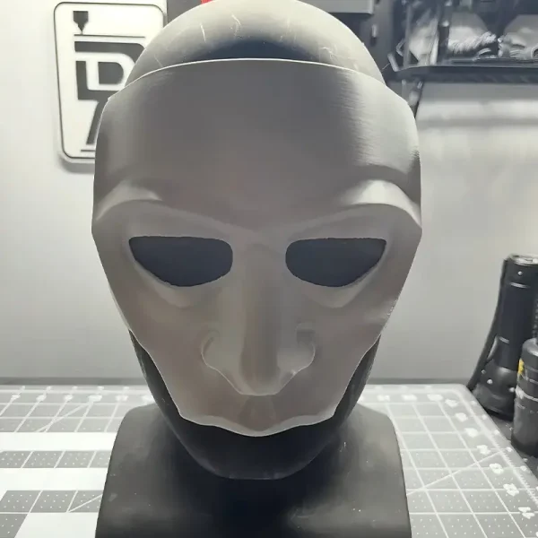 Close-up view of a personalized 3D printed Halloween mask, highlighting its unique features and quality craftsmanship for business applications