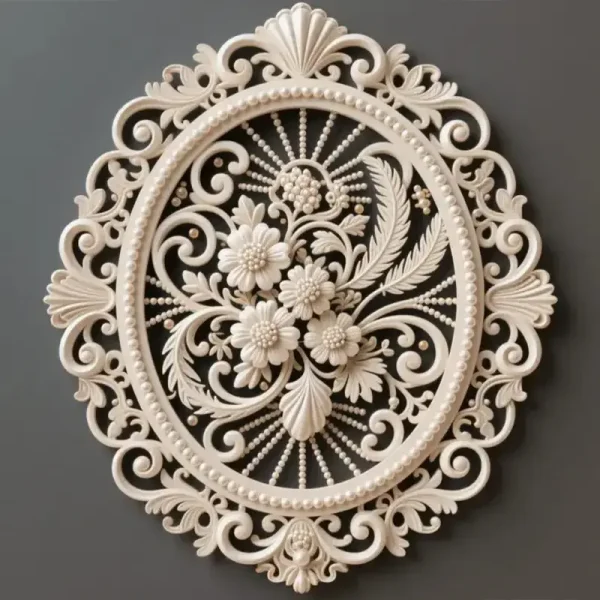 Detailed view of ornamental Baroque window showing precise scrollwork for B2B clients