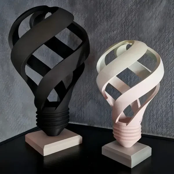 Close-up view of a bespoke 3D printed lamp cover showcasing detailed swirling patterns, ideal for commercial lighting solutions