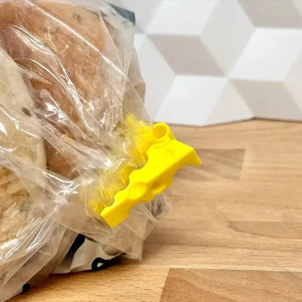 Detailed view of cheese-design bag clip showing food-safe materials for B2B clients