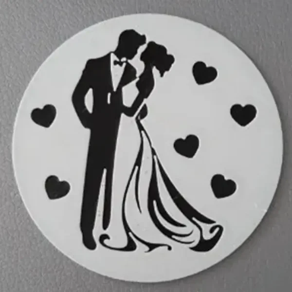Artisanal 3D printed wedding coaster set showcasing detailed romantic designs for B2B clients