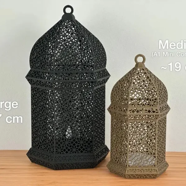 3D printed geometric-patterned Arabic lamps in multiple sizes for B2B client applications