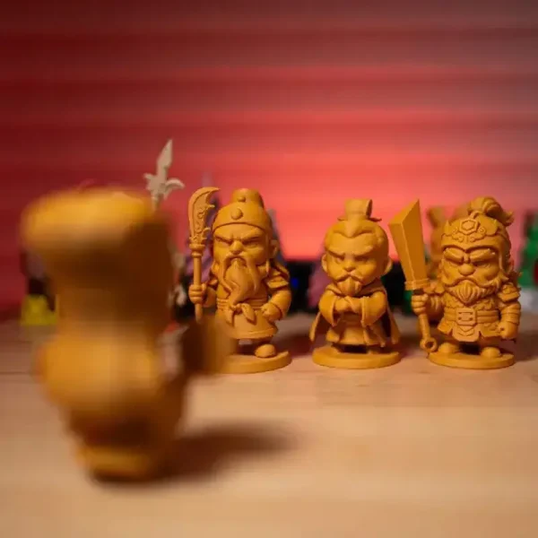 Custom 3D printed chibi-style Three Kingdoms figurines showcasing traditional Chinese designs for overseas markets