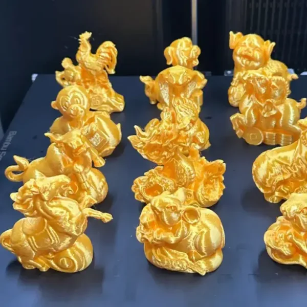 Close-up view of artisanal zodiac animal sculptures highlighting intricate designs and luxury finishes for commercial use