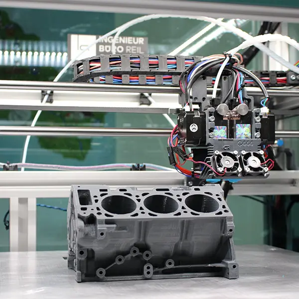 A composite image showing a single 3D printed prototype next to a large batch of identical parts, demonstrating Yuesun3D's ability to scale from no minimum order to high-volume production.